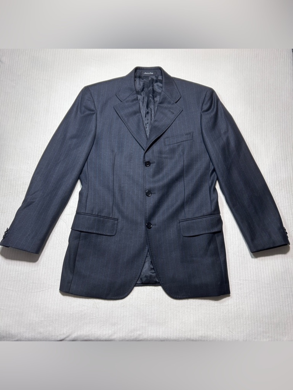 Ermenegildo Zegna Electa Wool Midnight Navy and Blue Pinstripe Suit 48 IT / 38R